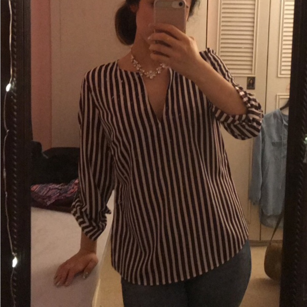 Burgundy stripped dress shirt